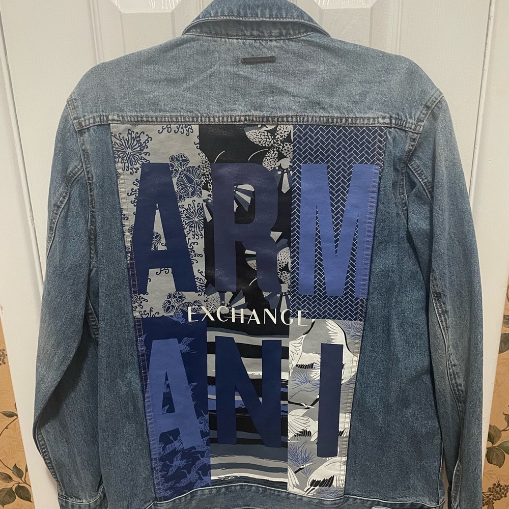 Armani Exchange Light Blue big back logo Jean Jacket.New without tag